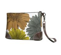 Couleurs Modernes d'automne Gerberas Marguerites Floral,Sacs à Main en Cuir PU pour Femmes, Pochette à Fermeture éclair, Portefeuille, Sac à Main avec dragonne