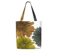 Couleurs modernes d'automne Gerberas Marguerites Floral,Sacs d'épicerie réutilisables, sacs fourre-tout de grande capacité, sac à bandoulière en toile