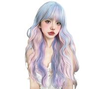 Couleurs pastel bouclées synthétiques vives pour cosplay et conventions d'anime Facile à porter Perruques de jeu de rôle