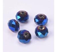 Couleurs plaquées Verre de cristal à facettes 3-4 mm 6-8 mm 10-12 mm 14 mm 16 mm 18 mm Perles d'espacement en vrac pour la fabrication de bijoux DIY-Metal Blue,18x13mm-10pcs