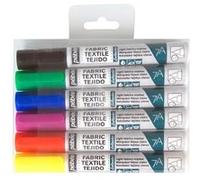 Pébéo Marqueurs pour tissu clair – Couleurs pour Textiles 7a – pointe pinceau 1 mm – étui 6 couleurs