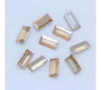 Couleurs Rectangle Point Dos Feuille Pierre de Verre Facettes Cristal Strass Nail Art Décoration DIY Fabrication Bijoux Perles(Gold,7x21mm 9pcs)