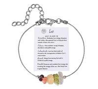 Couleurs Rose Bijoux Bracelet en du zodiaque Cadeau d'anniversaire Taureau Gémeaux Cancer Sagittaire Cadeaux Bracelet de cheville Cadeau du zodiaque naturelle Couleurs Bijoux Anneaux (E, One Size)
