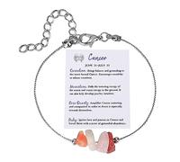 Couleurs Rose Bijoux Bracelet en du zodiaque Cadeau d'anniversaire Taureau Gémeaux Cancer Sagittaire Cadeaux Bracelet de cheville Cadeau du zodiaque naturelle Couleurs Bijoux Anneaux (K, One Size)