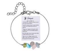 Couleurs Rose Bijoux Bracelet en du zodiaque Cadeau d'anniversaire Taureau Gémeaux Cancer Sagittaire Cadeaux Bracelet de cheville Cadeau du zodiaque naturelle Couleurs Bijoux Anneaux (C, One Size)