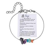 Couleurs Rose Bijoux Bracelet en du zodiaque Cadeau d'anniversaire Taureau Gémeaux Cancer Sagittaire Cadeaux Bracelet de cheville Cadeau du zodiaque naturelle Couleurs Bijoux Anneaux (G, One Size)