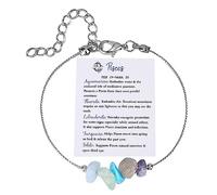 Couleurs Rose Bijoux Bracelet en du zodiaque Cadeau d'anniversaire Taureau Gémeaux Cancer Sagittaire Cadeaux Bracelet de cheville Cadeau du zodiaque naturelle Couleurs Bijoux Anneaux (D, One Size)