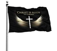 Couleurs Vives Bannière Avec Œillets Bannière Extérieure Il Est Ressuscité Jésus-Christ Pâques 90X150Cm Drapeaux De Pirate Pour Fête Célébration Extérieur