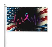 Couleurs Vives Drapeau De Pirate Sensibilisation Au Cancer De La Thyroïde Par Le Rythme Cardiaque Drapeaux Personnalisé Bannière Extérieure Pour Balcon Intérieur Bar 90X150Cm