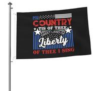 Couleurs Vives Drapeau De Vacances 4 Juillet Mon Pays, C'Est De Toi, Douce Terre De Liberté, Je Te Chante Drapeaux Avec Œillets Bunting Pour Extérieur Fête Jardin 90X150Cm