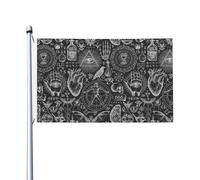 Couleurs Vives Drapeaux 90X150Cm Occultisme Démon Occulte Baphomet Tête De Chèvre Satanique Crâne Pirate Drapeaux Polyester Drapeau Personnalisé Pour Festival, Décoration D'Intérieur