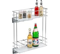 coulisse d'armoire télescopique bremermann, panier d'armoire avec 2 étages et étagères, tiroir de cuisine coulissant avec système Soft-Close, étage inférieur idéal comme support de bouteilles pour jus