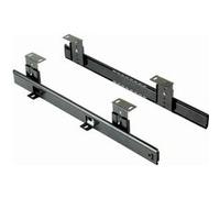 Emuca - Glissières à roulement à billes pour plate-forme/étagère ou tiroir pour clavier à placer sous le bureau, kit de glissières pour clavier à réglage de la hauteur, acier, zingué noir, 20 ut
