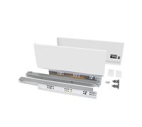 Emuca - Kit tiroir pour cuisine et bain, hauteur 131 mm, prof. 500 mm, 40 Kg, fermeture amortie, panneaux non incluses, Acier, Blanc