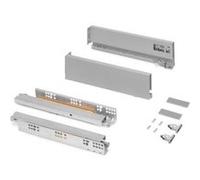 Emuca - Kit tiroir pour cuisine et bain, hauteur 93 mm, prof. 550 mm, 40 Kg, fermeture amortie, panneaux non incluses, Acier, gris anthracite