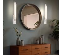 Applique murale applique en verre lumière de couloir salon, verre chromé nickel satiné mat, 1x LED 7,2 watts 576 lumens blanc chaud, LxPxH 7x7x48cm, lot de 2