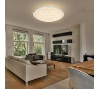 Plafonnier lampe de salon Plafonnier LED, métal chromé, 1x LED blanc chaud, D 30 cm
