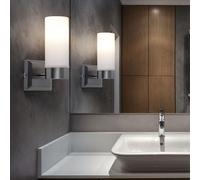 Applique murale LED verre IP44 lampe de salle de bain applique en verre opale salle de bain, métal nickel mat, 1x 6W 300Lm blanc chaud, HxP 18,5x11,5 cm