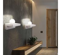 Applique murale d'intérieur, lampe encastrée, applique de salle à manger, lampe de sol en plâtre, à peindre, métal blanc, 1x LED, 1x 7 watts, 1x 690 lm, LxH 30x17,5 cm, escalier