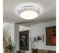 Plafonnier en verre satiné plafonnier à motifs luminaire de couloir rond, métal, 1x LED 12W 967Lm blanc chaud, DxH 30x9 cm