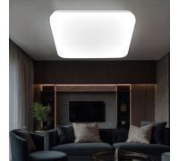 Plafonnier LED plafonnier carré opale blanche luminaire de salon moderne, métal, 28W 1000Lm blanc chaud, LxPxH 33,5x33,5x5 cm