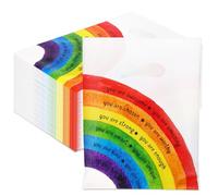 Coume Lot de 100 sacs à friandises en plastique avec poignées avec citations inspirantes pour fête d'anniversaire, 15,2 x 20,3 cm (style arc-en-ciel)
