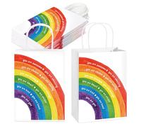 Coume Lot de 24 sacs cadeaux pour la rentrée scolaire, sacs à friandises en papier kraft avec poignées pour étudiants, sac à main pour salle de classe, fête d'anniversaire arc-en-ciel, 15 x 8 x 21 cm