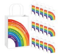 Coume Lot de 48 sacs cadeaux pour la rentrée scolaire, sacs à friandises en papier kraft avec poignées pour étudiants, sac à main pour salle de classe, fête d'anniversaire arc-en-ciel, 15 x 8,9 x 21,5