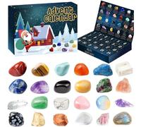 Coundown Calendar, Christmas Advent Calendar 2024, 24 jours Calendrier de l'Avent 24 Grids Crystal Stone Minerals Fossils with Introduction Countdown Countdown, Advent Calendar 2024