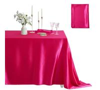 Counfeisly 1 nappe carrée en satin résistante aux taches, infroissable et douce pour salle à manger, utilisation intérieure et extérieure, 132,1 x 132,1 cm, rose rouge