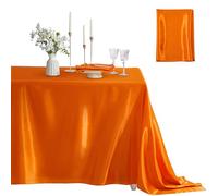 Counfeisly 1 nappe rectangulaire en satin doux et soyeux pour décoration de table de mariage, banquet, salle à manger, utilisation intérieure et extérieure, 152,4 x 213,4 cm, orange
