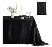 Counfeisly 1 nappe rectangulaire en satin doux et soyeux pour décoration de table de mariage, banquet, salle à manger, utilisation intérieure et extérieure, 152,4 x 213,4 cm, noir