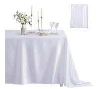 Counfeisly 1 nappe rectangulaire en satin doux et soyeux pour décoration de table de mariage, banquet, salle à manger, utilisation intérieure et extérieure, 152,4 x 304,8 cm, blanc