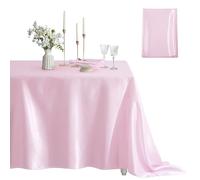 Counfeisly 1 nappe rectangulaire résistante aux taches infroissable et soyeuse en satin pour salle à manger, utilisation intérieure et extérieure, 152,4 x 213,4 cm, rose