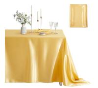 Counfeisly 1 Pack Square Tablecloth Stain Resistant Wrinkle Free Silkly Soft Table Cloth, Satin Dining Table Cloths for Dining Room, Indoor and Outdoor Use, 52 x 52 inches, Gold