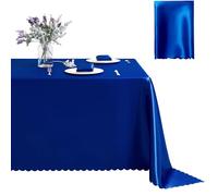 Counfeisly Lot de 1 nappe carrée en satin de 132,1 x 132,1 cm, nappe brillante en tissu lisse et soyeux pour décoration de table de mariage, banquet, bleu roi