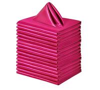 Counfeisly Lot de 16 serviettes de cuisine carrées en satin - 43,2 x 43,2 cm - Doux et soyeux - Pour restaurant, mariage, banquet, décoration de fête - Rose rouge
