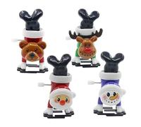 Counius 4 pièces Jouets mécaniques à remonter de Noël Jouets à Remonter en Forme de Père Noël Cerf Bonhomme de Neige Jouets Sauteurs Mécaniques Noël Remplisseurs de Sac Cadeau de Fête pour Enfants