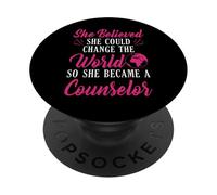 Counseling She Changed The World Conseiller en santé mentale PopSockets PopGrip Adhésif