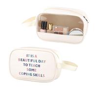 Counselor Trousse de maquillage transparente en cuir PU avec poignée « It is Abeautiful Day to Teach Some Coping Skills », Compétence d'adaptation PU, Non