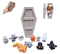 Count-coude à cercueil mystère imprimé en 3D Halloween, 13 jours de minis effrayants, Halloween Mystery Coffin Countdown Box, miniature mini et cercueil, décor de boîte gothique (White)