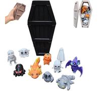 Count-coude à cercueil mystère imprimé en 3D Halloween, 13 jours de minis effrayants, Halloween Mystery Coffin Countdown Box, miniature mini et cercueil, décor de boîte gothique (Black)