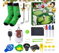 Count-coude du calendrier de Noël - Boîte-cadeau de vacances sur le thème du golf, jeu de célébration amusant avec clubs Balls Tees Scorecard, jeu de style avènement unique | Pour les adultes et les a