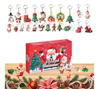 Count Down Calendar, Santa Claus Countdown, 24-Piece Cartoon Keychain Holiday Collection, Portable Daily Decor & Travel, Gift Accessory for Living Room, Bedroom, Family & Friends, Adults