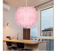 COUNT Lustre Suspension en Plume, Luminaire Moderne Lustre Abat-jour en Plumes Rose Lampe Suspension 1pcs Ø30cm pour Salon Enfants