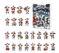 Countdown Calendar, 10.24x7.09x1.18 pouces Compte à rebours du calendrier de vache de Noël pour plaisir des vacances avec des figures festives Ornement pour les femmes d'arbre pour les