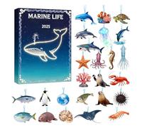 Countdown Calendar 24 Days Sea Animal Doll Ornements 2D Flat Acrylic For Home Mirrors Walls Trees Holiday Season Lovers Friends Family Family Enthusiasts