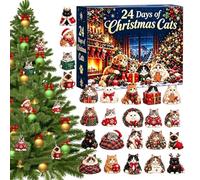Countdown Calendar Christmas 2026 - 2D Flat Acrylic Kitten Ornaments Cat | Christmas Countdown Cat Ornaments for Adults Kid Home Living | Room Bedroom Fireplace Countdown Calendar Christmas 2026 2D