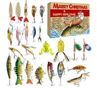 Countdown Calendar - Christmas Countdown Calendars, 24 Day Fishing Bait Advent Kit 2025, Christmas Calendars | Baits 24 Days For Holiday Freshwater Saltwater Outdoor Adult Easter Seasonal Adventure