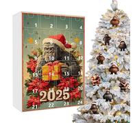 Countdown Calendar, Christmas Countdown, Holiday Decoration, 1.18 Inches Acrylic Ape Design with 24 Days Festive Hanging Pendant Pieces, Set for Kids Adults Family Home Party Desk Fireplace
